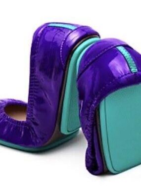 Tieks Women’s Purple Diamond limited edition Ballet Flats with Teal Soles